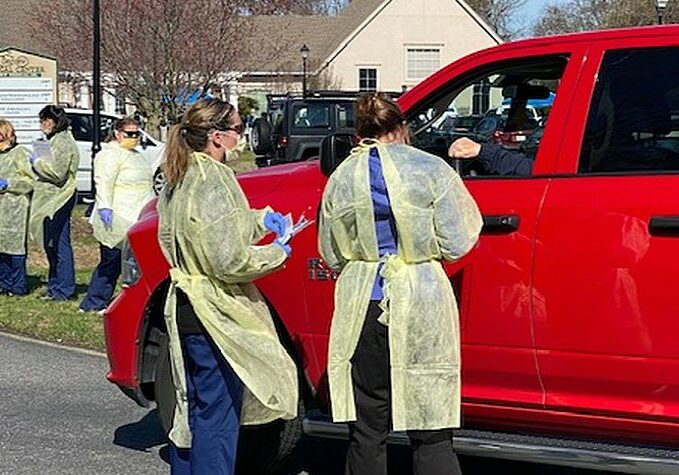 Coronavirus Drive-Thru at Bayview Medical in Lewes / image©WGMD/Walt Palmer