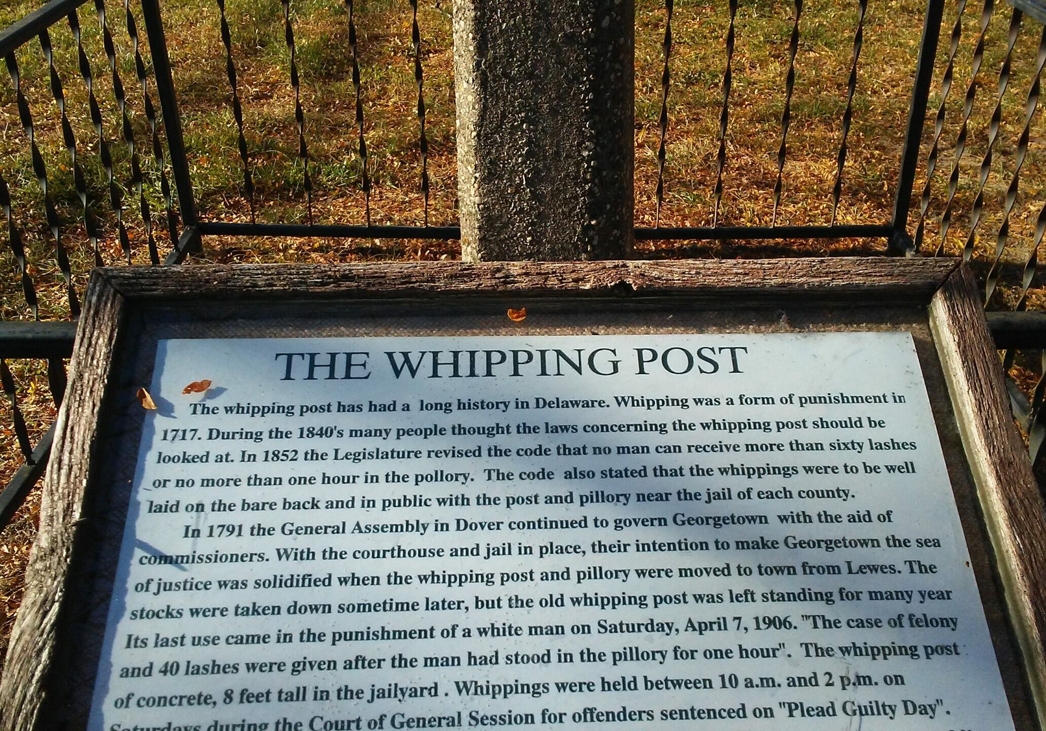 whipping post display Georgetown