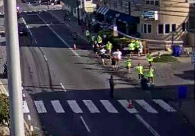 Water stop in Dewey Beach for the Triathlon-Duathlon-Aquabike Event