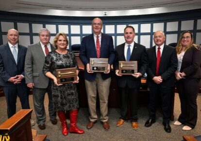 Outgoing Sussex County Council members Cindy Green, Mike Vincent and Mark Schaeffer along with County Administrator Todd Lawson, Councilman John Rieley, Councilman Doug Hudson and Finance Director Gina Jennings / Photo Sussex County Government