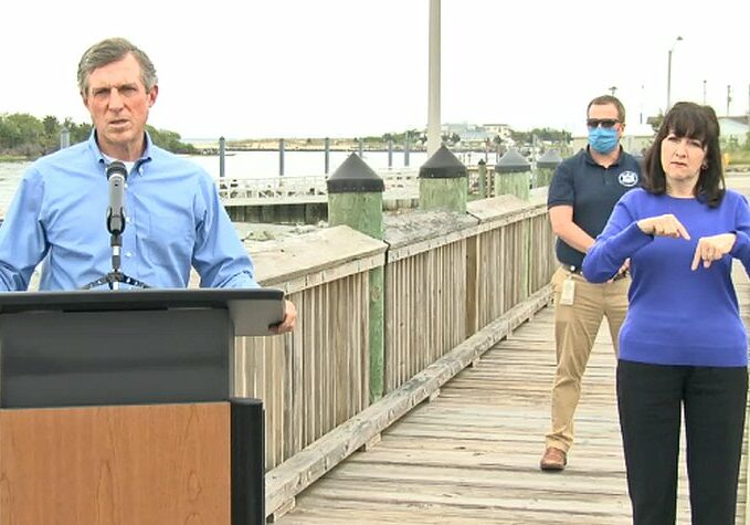 Gov Carney in Lewes, Memorial Day 2020