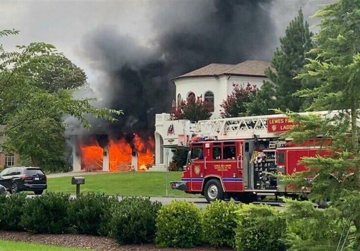 photo courtesy of Indian River Vol. Fire Co. - fire in Hawk's Eye, Lewes Aug. 18 2021