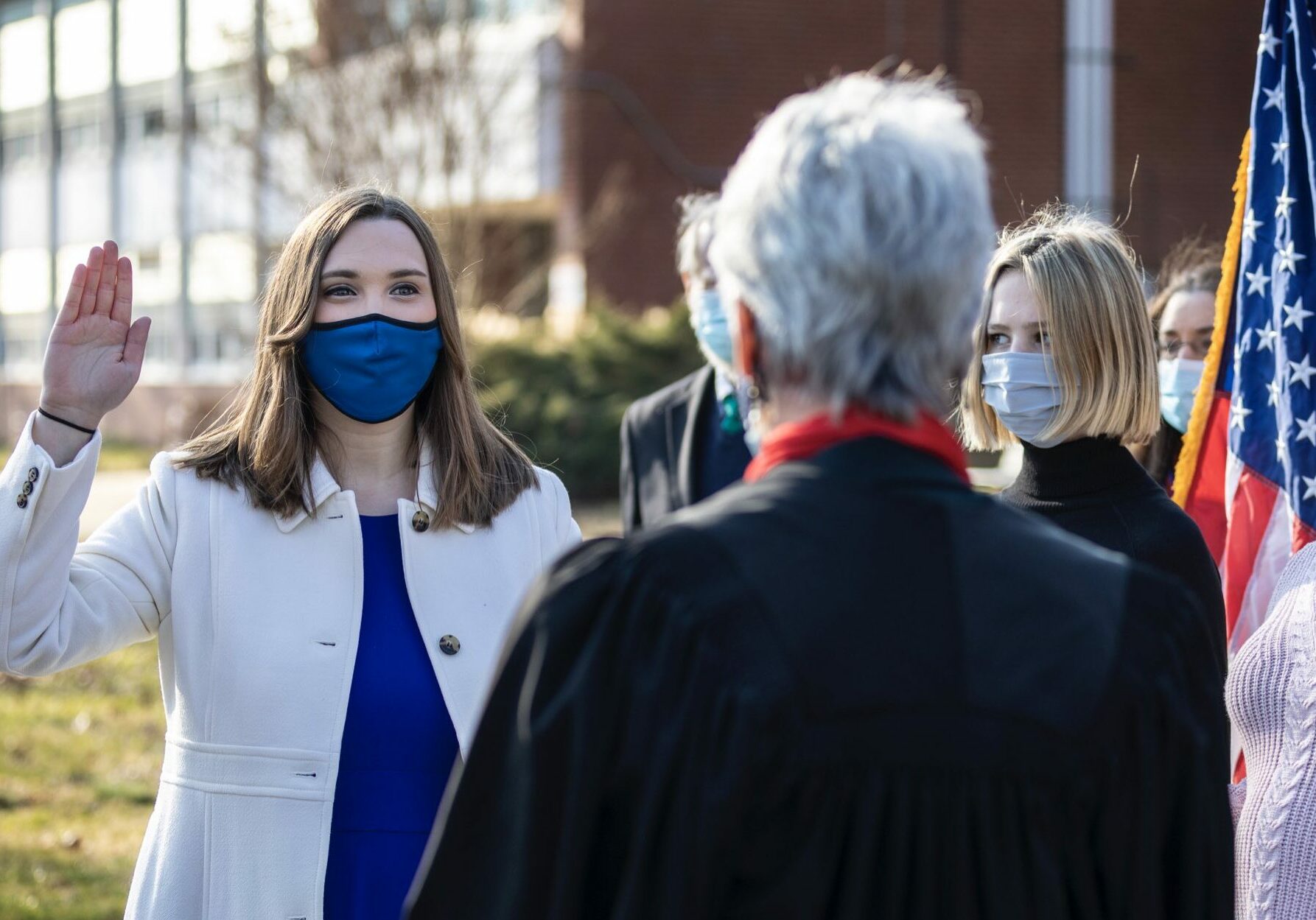 Senator Sarah McBride took the oath of office Tuesday in Claymont, photo courtesy of Sarah McBride Twitter feed