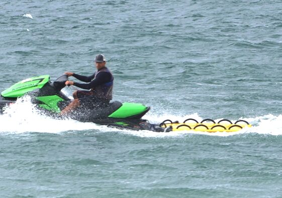 Ocean City Beach Patrol PWC with rescue sleigh. Image courtesy WGMD/Alan Henney
