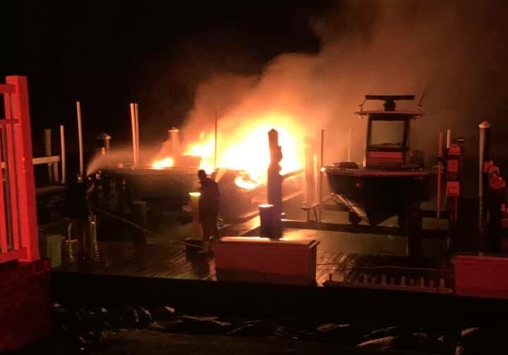 Photo courtesy of Ocean City Fire Department, a boat / personal watercraft fire in West Ocean City Sun. Oct. 25th