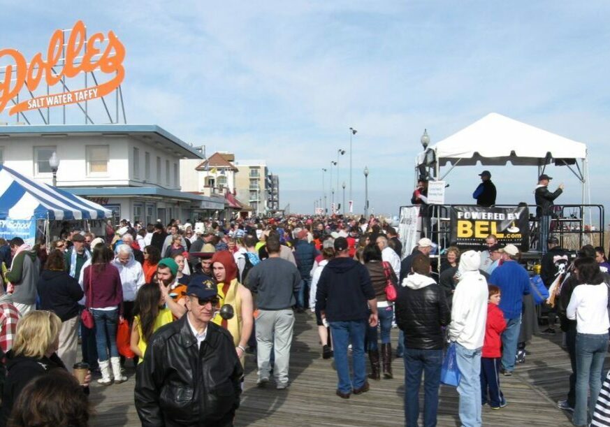 The Rehoboth Beach boardwalk is shown during a past Delaware Special Olympics Polar Bear Plunge event, photo: WGMDs Mark Fowser