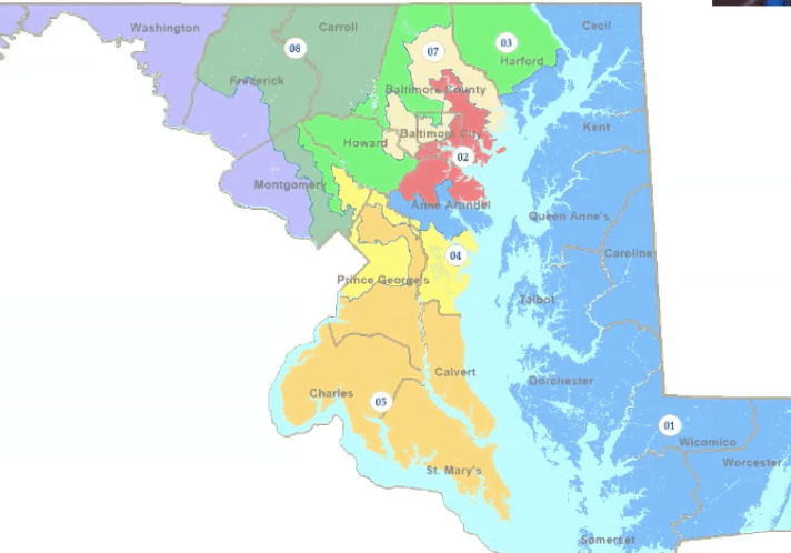 Screen shot of Md. Legislative Redistricting Commission congressional map proposal