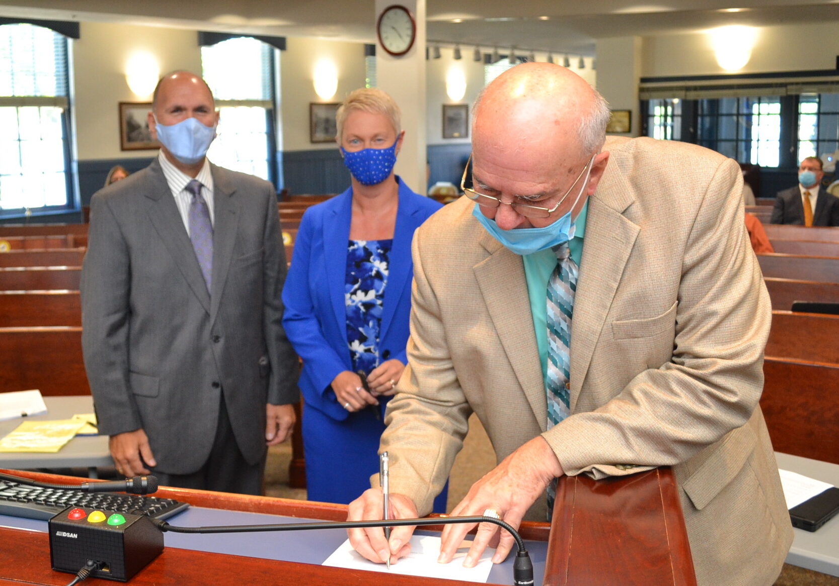 (shown left to right are Sussex County Planning & Zoning Commission Chairman Robert Wheatley, DelDOT Secretary Jennifer Cohan, and Sussex County Council President Michael H. Vincent).