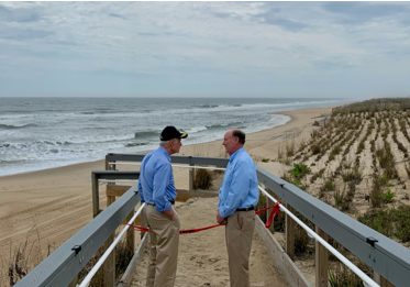 Senator Tom Carper visited South Bethany Monday to check out recent erosion (photo courtesy of the office of Sen. Tom Carper)